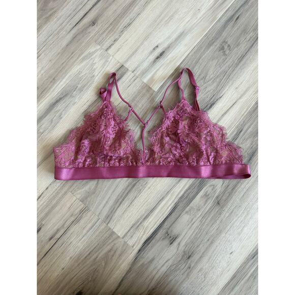 Women's Size Large Express One Eleven Purple Lace Bralette Wire Free - Picture 1 of 4